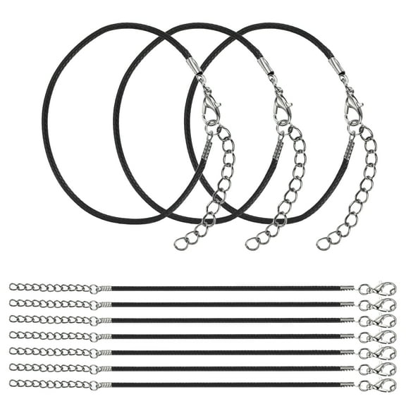 Uxcell 10 Pcs Black Bracelet Cord 9" x 0.08" Cord with Clasp for Bracelet