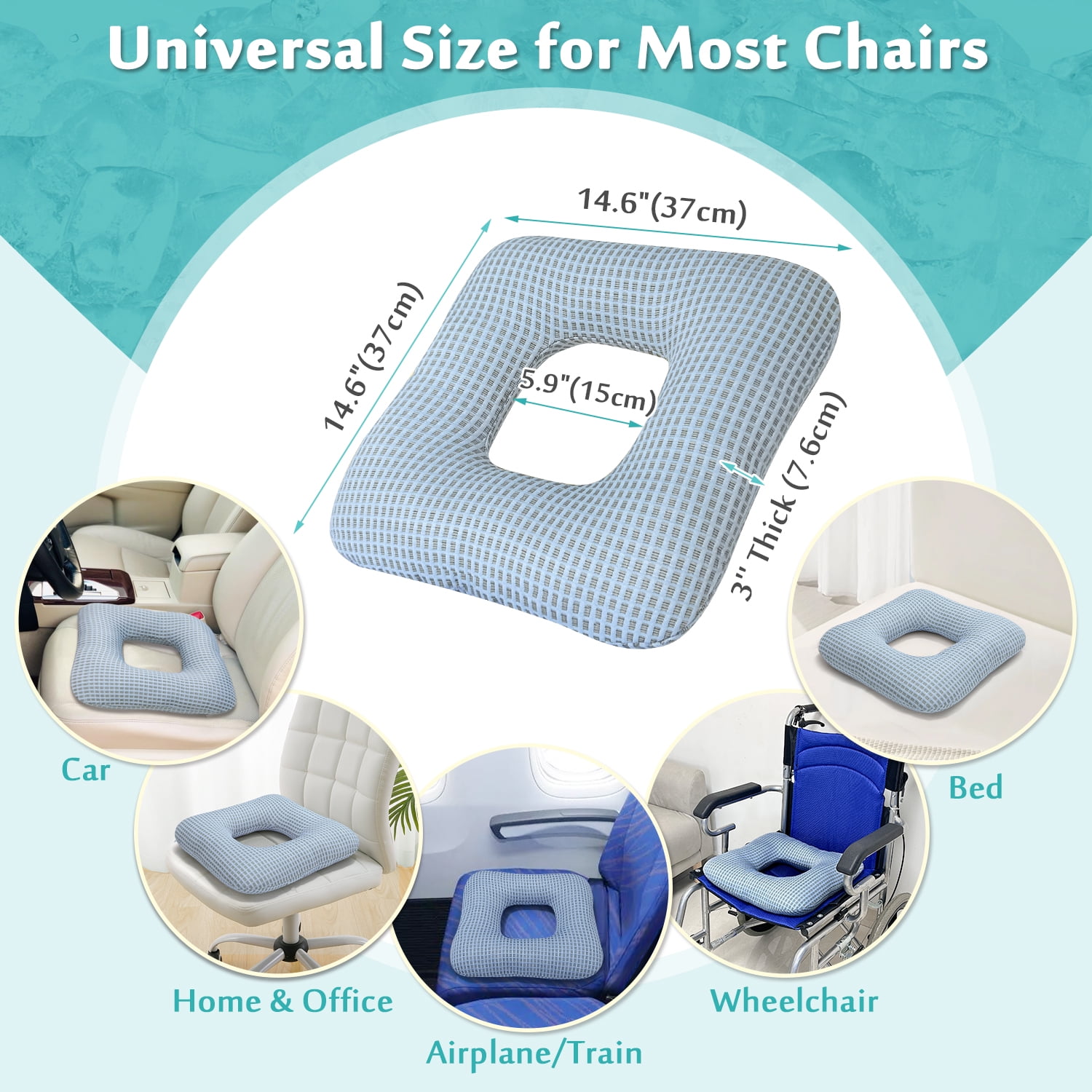 Bed Sore Cushion for Butt, Pressure Ulcer Relief Pillow, Medical Positioning Cushion for Back, Coccyx, Leg Support, Wedge Pillow for Sleeping and Sitting, Post-Surgery Pressure Relief Seat Cushion