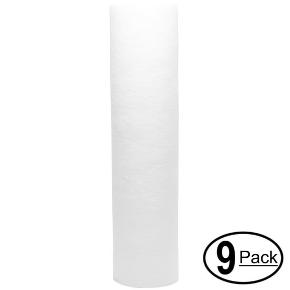 9-Pack Replacement for iSpring RCC1P Polypropylene Sediment Filter - Universal 10-inch 5-Micron Cartridge for iSpring 123Filter 5-stage 100GPD Reverse Osmosis Water Filter - Denali Pure Brand