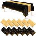 thumbnail image 1 of Juego de mantel y camino de mesa, paquete de 12 unidades, negro y dorado, para fiestas, 1 of 6