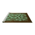 thumbnail image 2 of Ahgly Company Machine Washable Indoor Round Oriental Turquoise Blue Industrial Area Rugs, 3' Round, 2 of 4
