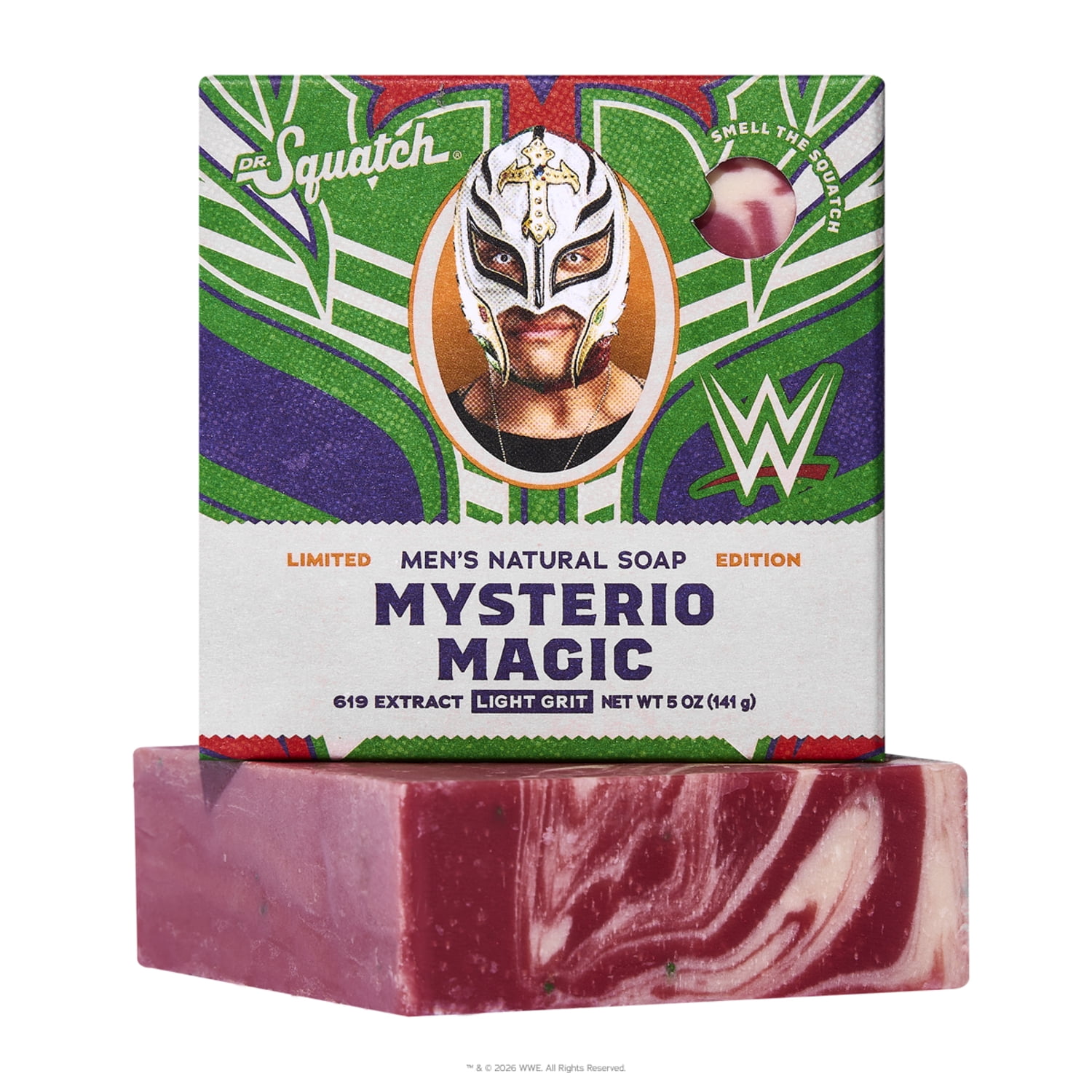 Dr. Squatch WWE Mens Bar Soap, Natural Bar Soap for Men, WWE Limited Edition, Mysterio Magic, 5 Oz