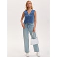 thumbnail image 3 of DARING DIVA Women's V Neck Button Up Sleeveless Cropped Denim Vest XL Blue, 3 of 7