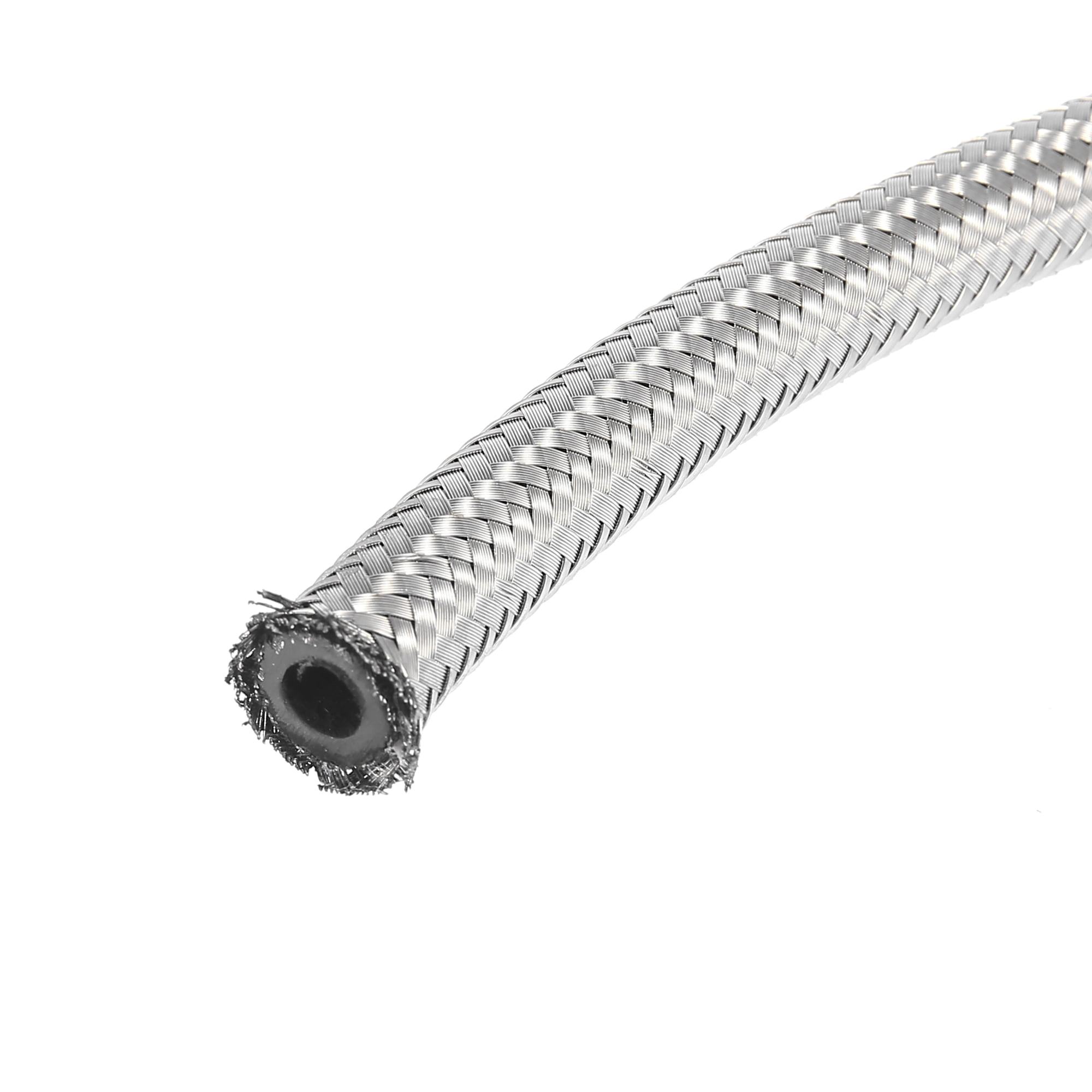 Unique Bargains 10 Ft 4AN Fuel Hose Braided CPE Oil Fuel Gas Line Hose Silver AN4 1/4"