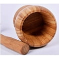 thumbnail image 5 of Nvzi Molinillo de mano de mortero y maja de bambú para prensar ajo, molinillo de café de 4,7 pulgadas, triturador de hierbas y especias, triturador de jengibre, molinillo de especias de madera natural, 5 of 5