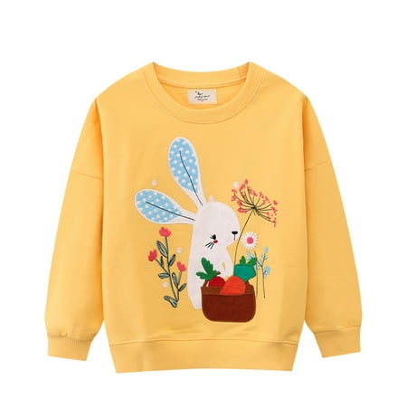 

UUWENDA Toddler Baby Girls Hoodie Sweat Shirts Long Sleeve Hoodie For Girls Pullover Casual Cartoon Printed Warm Loose Fit Fleeced Thickened Oversized Hooded Sweatshirts Back To School Clothes