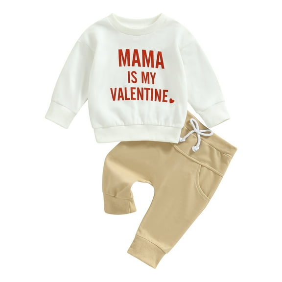 Musuos Valentine´s Day Toddler Boys 2pcs Outfits 6 12 18 24M 3T Letter Print Long Sleeve Sweatshirt and Elastic Casual Pants Suit