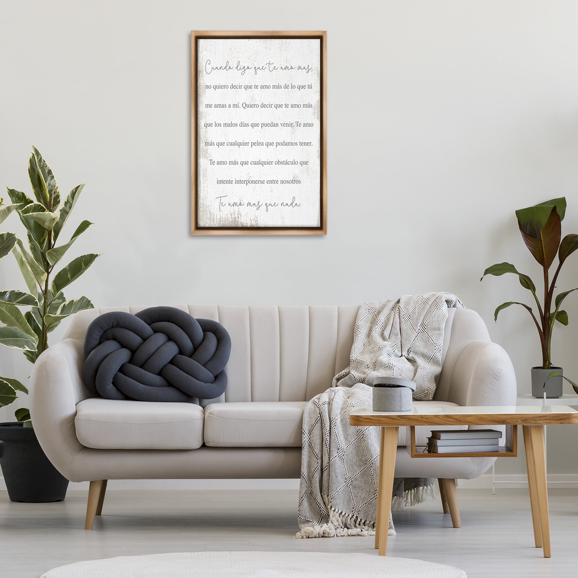 Stupell Industries Te Amo Más Que Nada Inspirational Quotes & Sayings Painting Brown Floater Framed Art Print Wall Art, 21 x 31