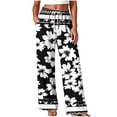 thumbnail image 2 of Trikvn Women Casual Pants Boho High Rise Drawstring Elastic Waist Wide Leg Pants with Pockets Flowy Lounge Vacation Fashion Beach Travel Trousers, 2 of 5