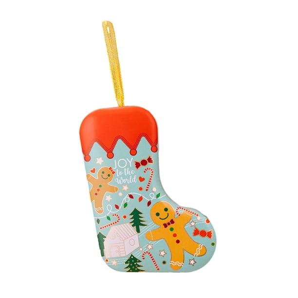 Caja de lata de Navidad, caja de regalo de Navidad, contenedor de , ornamento, tarro de lata para , caja de regalo de dulces colgante Hombre de jengibre mayimx Lata de caramelo