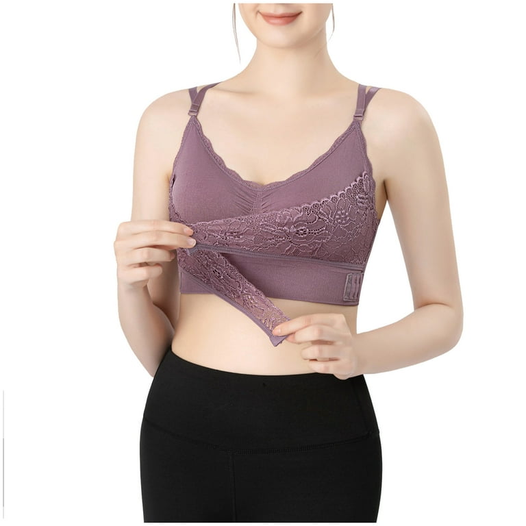 Ersazi Underoutfit Bras For Women Women'S Large Size Solid Color Non-Steel  Ring Back Adjustment Gathering Comfort Bra On Clearance Purple Women'S