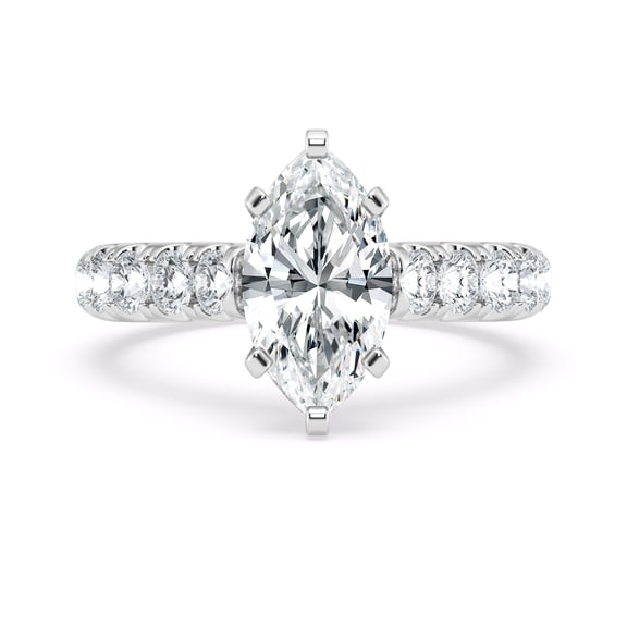 Empire Jewelry 2.3 Ct Marquise Cut Moissanite Hidden Halo Cathedral Pave Engagement Ring for Women - 14K White Gold Plated Sparkling Wedding Jewelry - Bridal Gift for Mother-in-Law