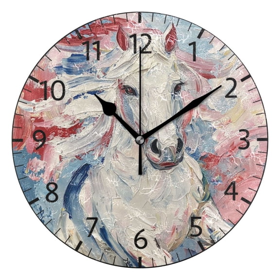YAZAOO Decorative Wall Clock Size：25cm Whimsical Gallop Design Pattern Clock