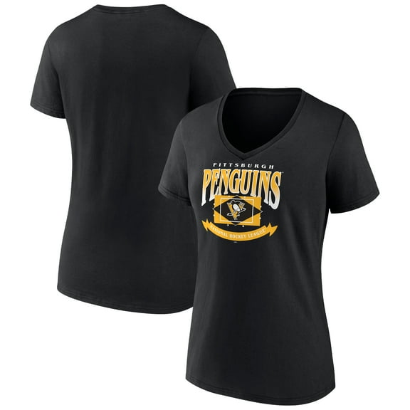 Women's Black Pittsburgh Penguins Slapshot V-Neck T-Shirt