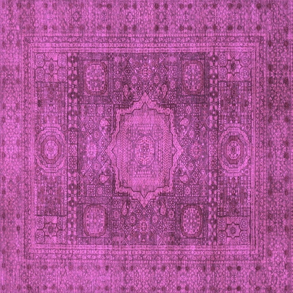 Ahgly Company Indoor Square Abstract Purple Modern Area Rugs, 7' Square