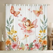 jejeloiu Lovely Elf Curtains Pack of 2 (42x84 Each),Kawaii Girl Curtains Blackout,Rustic Flower Mushroom Bedroom Curtains For Teens,Ultra Soft Home Decor