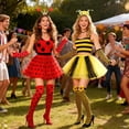 thumbnail image 4 of 6PCS Ladybug Costume for Women, Red and Black Tutu Ladybug Headband Earrings Socks Gloves for Halloween Carnival Cosplay Party, 4 of 7