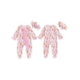 thumbnail image 2 of BemeyourBBs Newborn Baby Girls Western Cowgirl Outfits Ruffle Footed Romper Long Sleeve Boots Print Zipper Footie Jumpsuit Headband Spring Fall Winter Clothes, 2 of 9