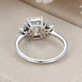 thumbnail image 5 of Blue Jewel Prong Set 2 Ct Emerald Cut Lab Created Diamond Ring - 14K White Gold Plated Birthday Ring - Leaf Shape Wedding Engagement Ring for women's - Gorgeous Wedding Anniversary Gifts for Women's, 5 of 9