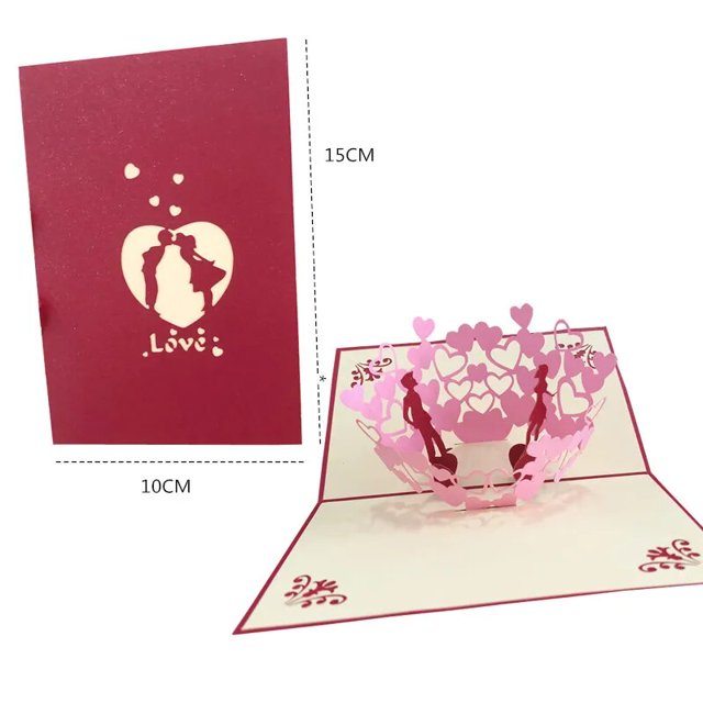 Tarjetas de invitación de felicitación 3D Pop-UP para boda, cumpleaños, Día de San Valentín, regalo de aniversario, postal con sobre cortado con láser