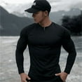 thumbnail image 3 of Camiseta de compresión para hombre, camisas con cremallera muscular, camisetas ligeras ajustadas de manga larga para entrenamiento y gimnasio, camisetas suaves para culturismo, 3 of 5