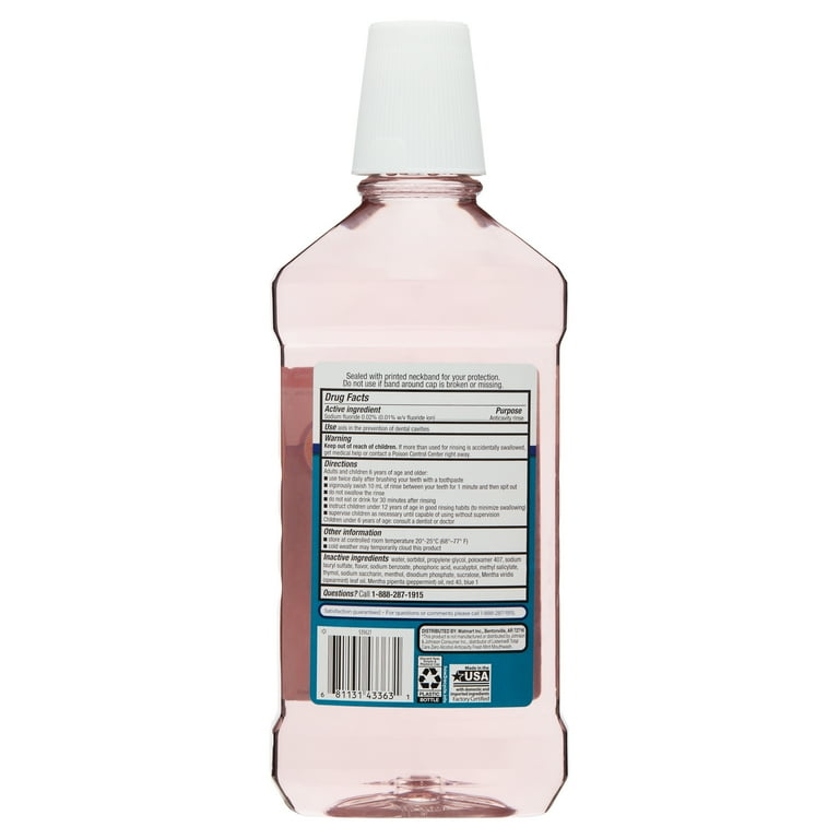 Equate Alcohol-Free Fluoride Anticavity Mouthwash, Fresh Mint 