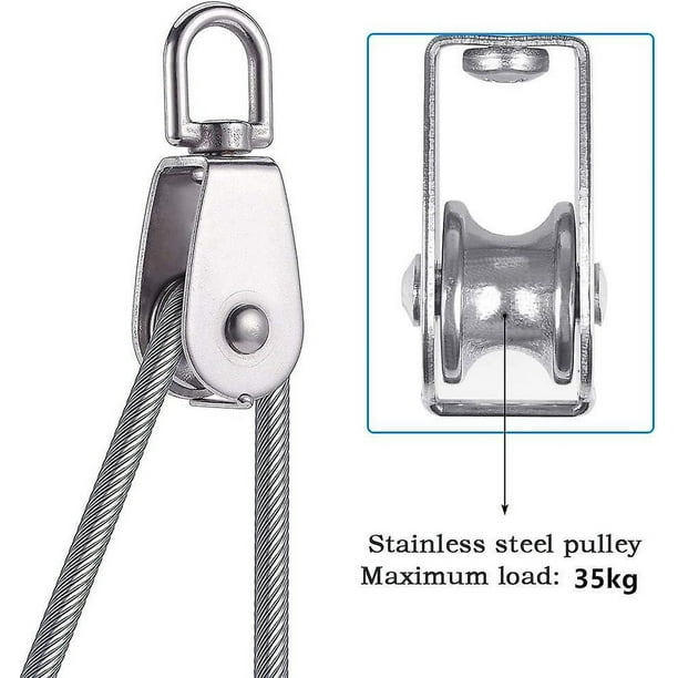 Polea De Una Sola Polea Para Cable De Acero Inoxidable De 15 Mm, Rodillo De Carga De Polea De Polea Trepadora, Capacidad De Polea De Elevación De 35 Kg - 4 Piezas De Plata