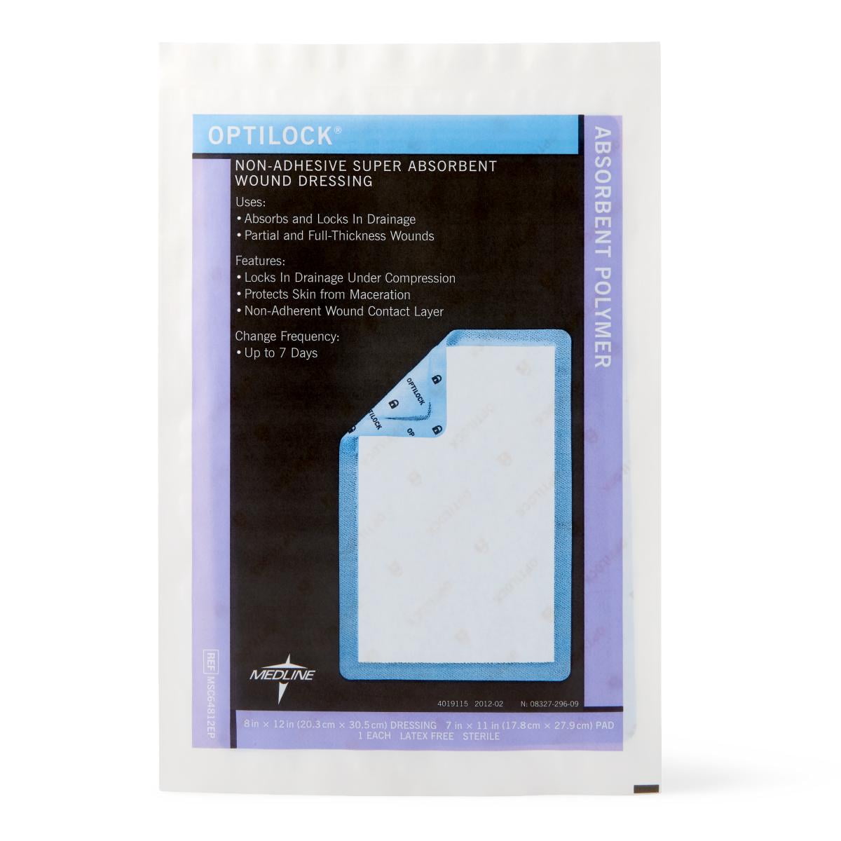 Medline OptiLock Non-Adhesive Dressings, Super Absorbent Dressing, 8"x12", 10 Count