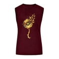 thumbnail image 3 of HOMBOM Crew Neck Tank Tops Wine Sleeveless Sunflower Print Tunic Blouse Tops Cute Tops for Women Summer L, 3 of 4