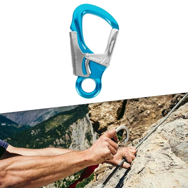 Colaxi Double Locking Snap Hook Carabiner Clip Durable 35kN Strength High  Strength Aluminum Alloy Spring Snap Hook for Rock Climbing Blue 