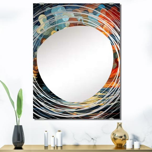 Designart "Serenity under the Moonlit Sky II" Lighthouses Oversized Wall Mirror - Coastal Architecture Living Room Wall Mirror - Multiple Color Options