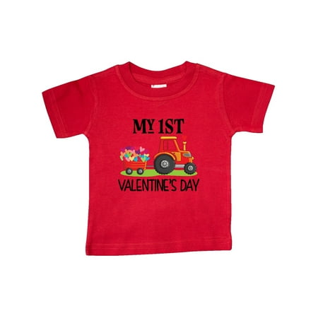 

Inktastic First Valentines Day Tractor Hearts Gift Baby Boy T-Shirt