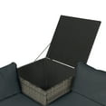 thumbnail image 4 of Patio Dining Set Seats 4, 4 Piece Outdoor Patio Furniture Set with Glass Table and Storage Cabinet, All-Weather Rectangle Patio Sofa Furniture Set with Cushions for Backyard, Porch, Garden, Pool,L2257, 4 of 9