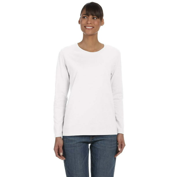 Brand Gildan - The Gildan Ladies 53 oz Long Sleeve T-Shirt - WHITE ...