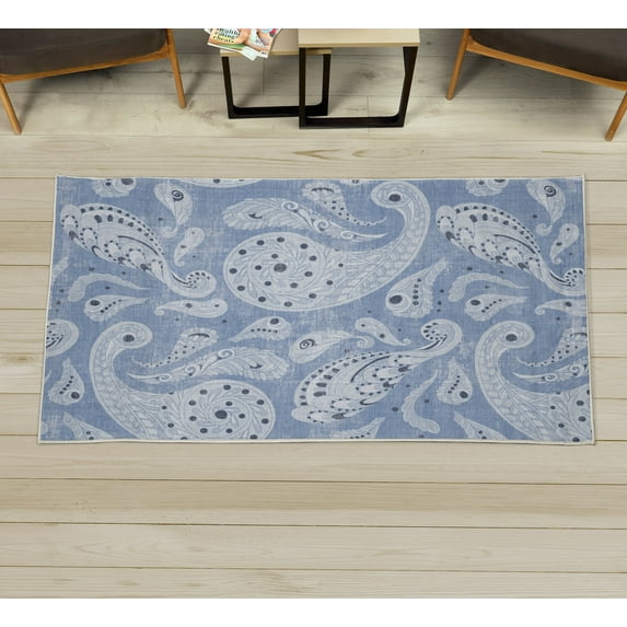 Floral Decorative Rug, Paisley Flower Classic Turkish Oriental Design Dots and Leafs Illustration, Quality Carpet for Bedroom Dorm and Living Room, 6 Sizes, Pale Ceil, by Ambesonne