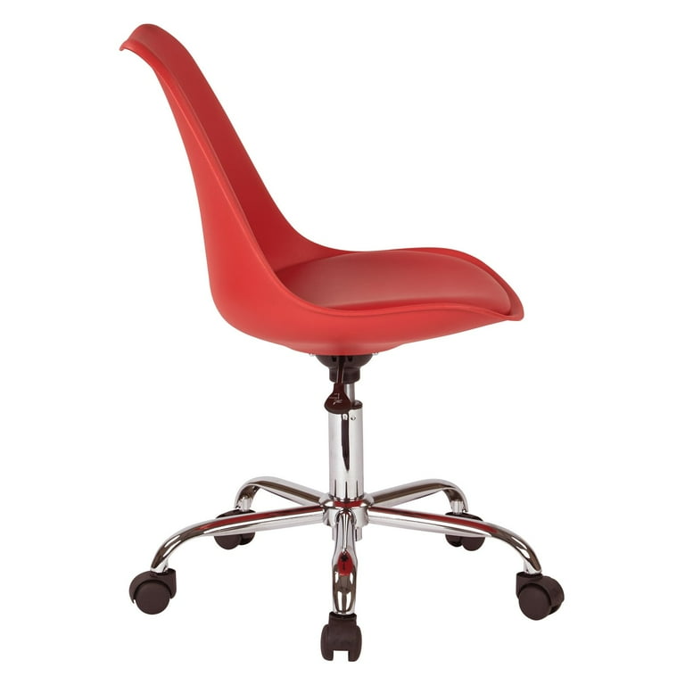 OSP Home Furnishings Emerson Office Chair with Pneumatic Chrome Base in Red Finish