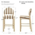thumbnail image 5 of ONEVOG 26.4'' Counter Height Wooden Bar Stools Set of 2, Upholstered Linen Fabric Bar Stools with Arched Back & Solid Wood Legs, BOHO Linen Counter Chairs for Kitchen Island, White & Brown Stripes, 5 of 9