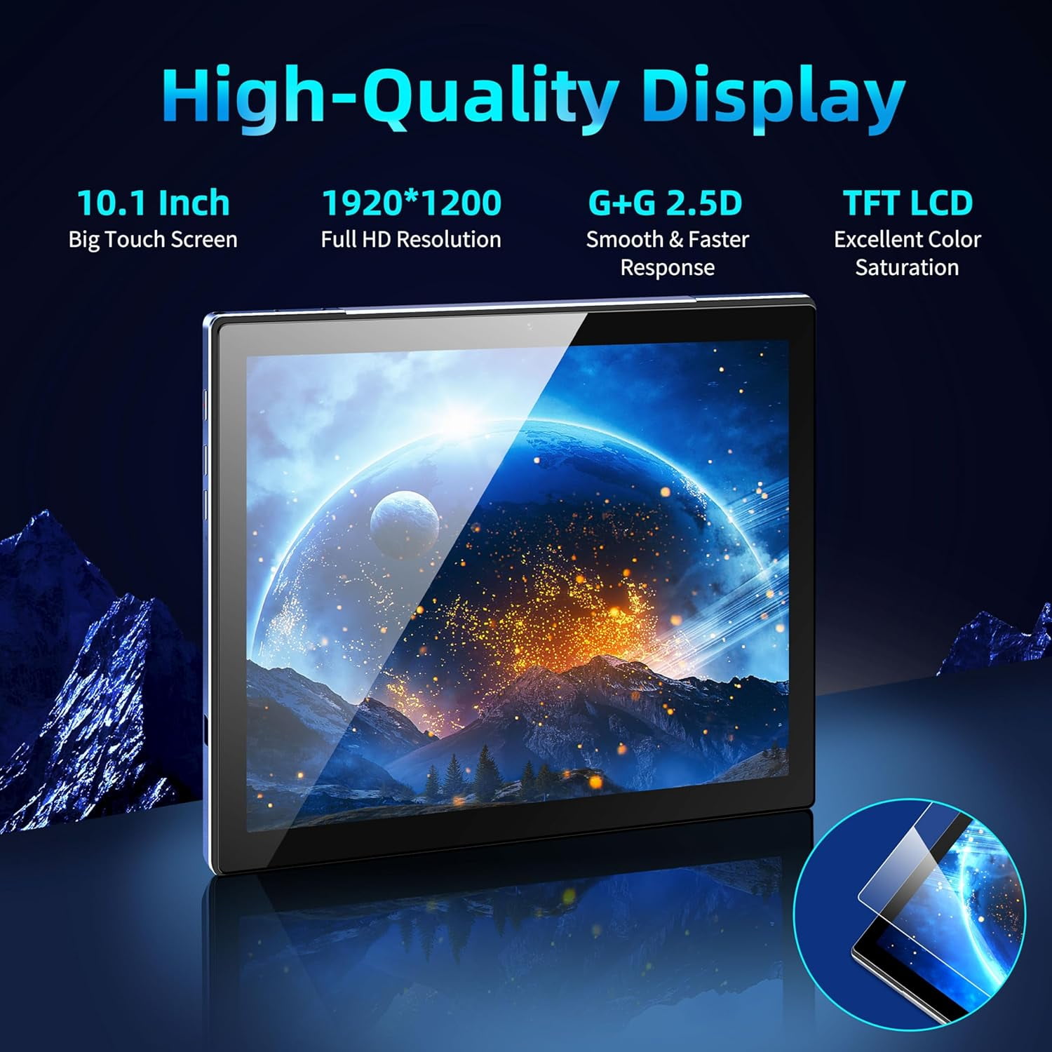 BYYBUO Android 13 Tablet, 10.1 inch Tablets, 3G RAM 32GB Storage 1080p Full HD Display 7000mAh Battery,6671-Octa-Core CPU,2.0GHz WiFi,Bluetooth, GPS Android Tablet