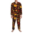 thumbnail image 3 of Naloa Autumn Maple Leaves A Men’s Pajamas Set - Long Sleeve Button Down Sleep Shirt and Pajama Bottoms Sleepwear Set-Medium, 3 of 7