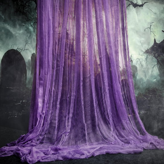Ebaokuup 197" x 85" Halloween Purple Creepy Cloth, Haunted House Gauze Decor