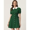 thumbnail image 2 of Vestido Con Botones Y Cordones Con Cuello Peter Pan En Contraste Vintage Para Mujer Verde XL, 2 of 5