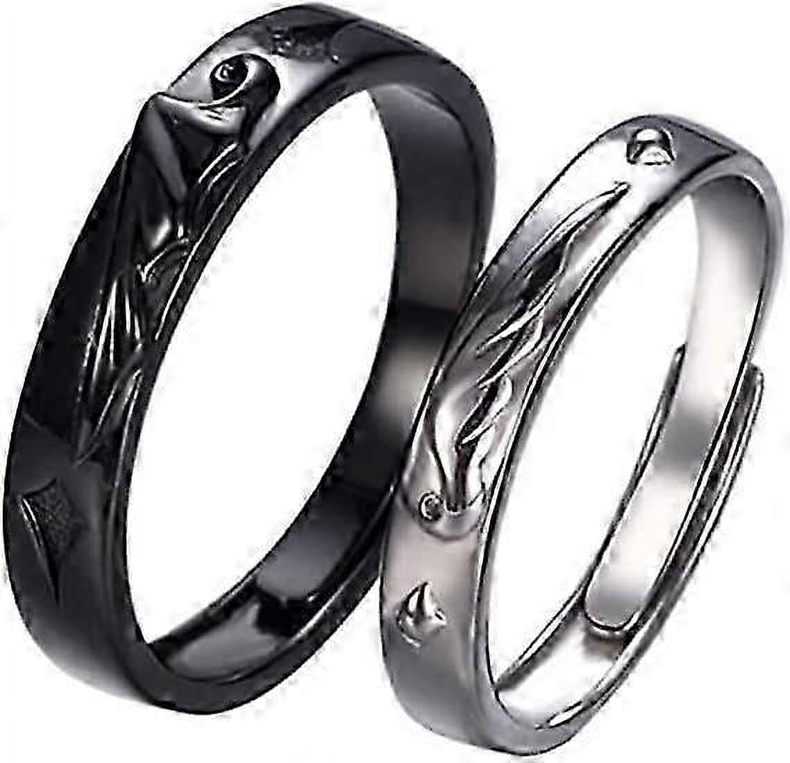 Juego De Anillos De Compromiso De Plata De Ley Para él Y Ella, Con Circonitas Cúbicas Ajustables Para él Y Para Ella, Metal No Precioso., Zirconia Cúbica