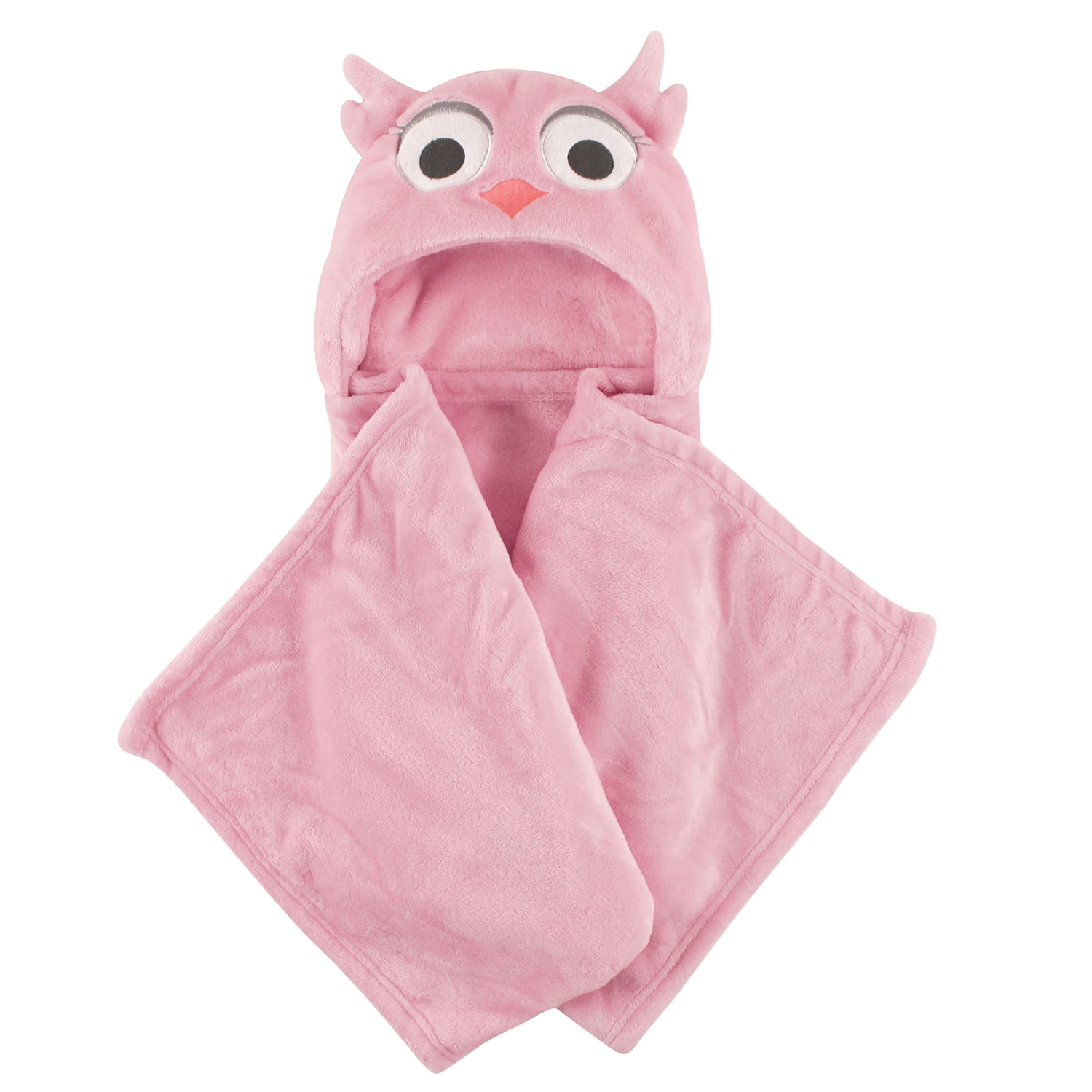 Hudson Baby Boy and Girl Animal Hooded Blanket Pink Owl