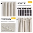 thumbnail image 6 of 100% Blackout Faux Linen Curtains for Livingroom Bedroom,2 Panels Set,Thermal Insulated,With Free 20 Ring Clips - Beige, W50 X L63, 6 of 9