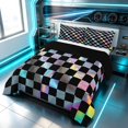 thumbnail image 2 of Erosebridal Checkered Flag King Size Comforter Sets, Racing Comforters King Size, Holographic Checkered, Black Reversible 3pcs 1 Comforter and 2 Pillowcases, 2 of 6