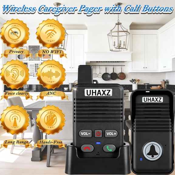 UHAXZ-Wireless Elderly Care Intercom System - Easy to use with amplified volume, suitable for homes, hospitals, villas, expectant mothers, seniors, and individuals with disabilities.