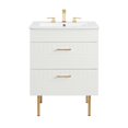 thumbnail image 4 of 2 Drawer Wooden Bathroom Vanity with Ceramic Sink White Saltoro Sherpi, 4 of 9