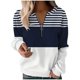 thumbnail image 2 of Ailaofu Women Striped Color Block Polo Sweatshirt Lapel Collared Long Sleeve Oversized Rugby Shirt Trendy Fall Clothes, 2 of 5