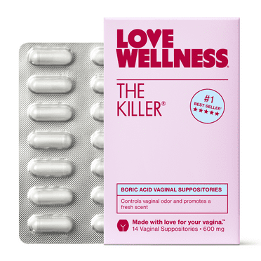 Love Wellness The Killer Boric Acid Vaginal Suppositories, 14ct