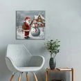 thumbnail image 4 of Nawypu  Xmas Canvas Paintings for Home Decorations Joyful Santa with Snowman in in Winter Snow Abstract Wall Art for Dining Living Room Kitchen Decor - 16x16 inch, 4 of 4